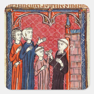 Adesivo Quadrado Uma criança trazida a um monastério por seus pai