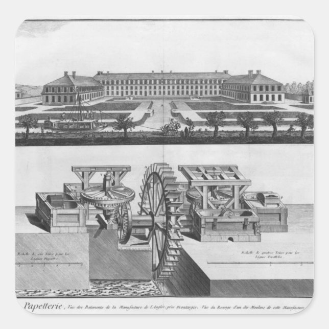 Adesivo Quadrado Uma fábrica de papel (Frente)