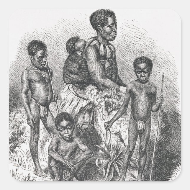 Adesivo Quadrado Uma família Zulu da História da Humanidade (Frente)