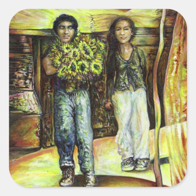 Adesivo Quadrado Uma Fase de ChapeI Sistina de um ChaIIenge (Frente)