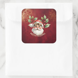 Adesivo Quadrado Uma galinha-branca Santa Claus