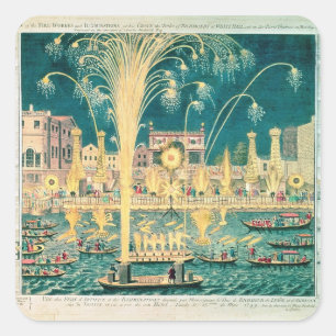 Adesivo Quadrado Uma ideia dos fogos-de-artifício e das iluminaç