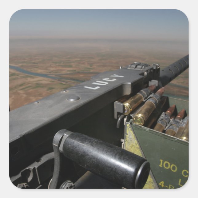 Adesivo Quadrado Uma metralhadora de calibre 50 (Frente)