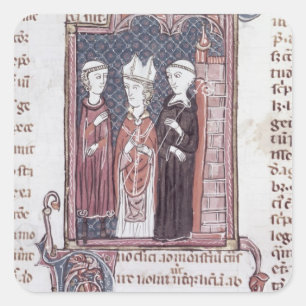 Adesivo Quadrado Uma monge, um Bishop e um abade