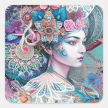 Uma Mulher Adornada com Elaborado Touca de Renda