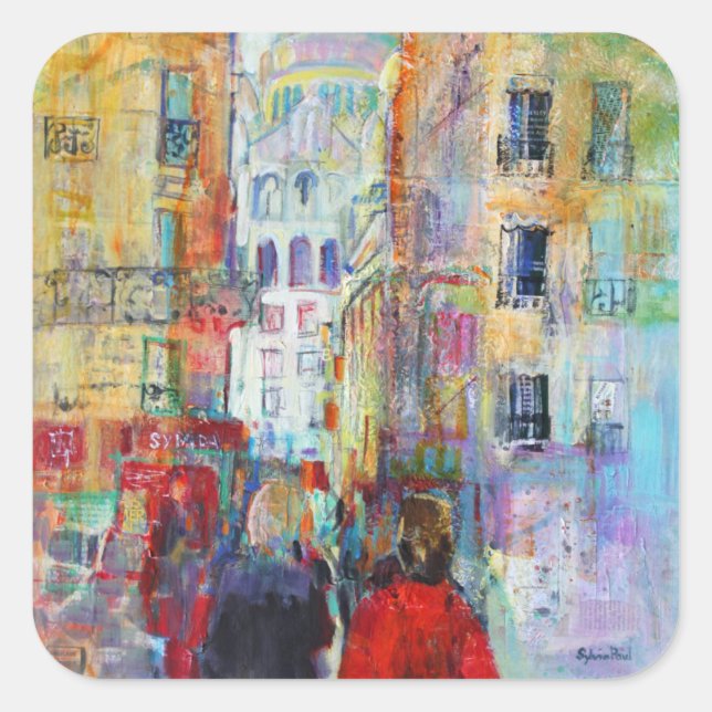 Adesivo Quadrado Uma Noite Caminhando até Sacre Coeur (Frente)