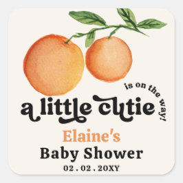 Adesivo Quadrado Uma Pequena Cutie Está No Caminho Do Chá de fralda