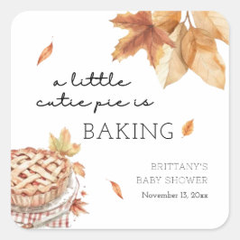 Adesivo Quadrado Uma Pequena Torta Cutie Está Fazendo Chá de fralda