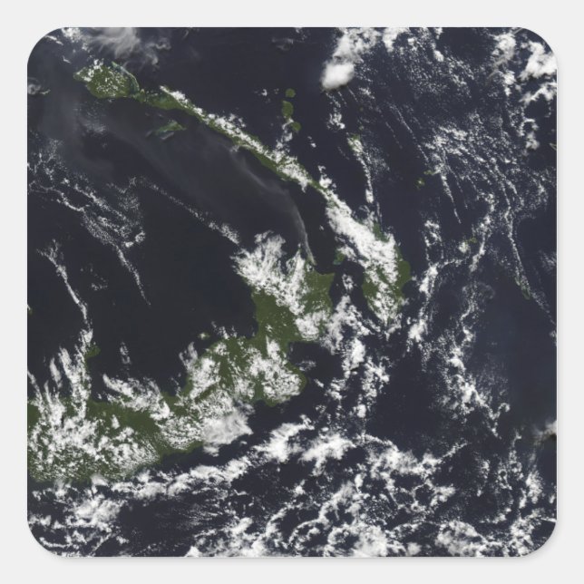 Adesivo Quadrado Uma pluma vulcânica da caldeira de Rabaul (Frente)