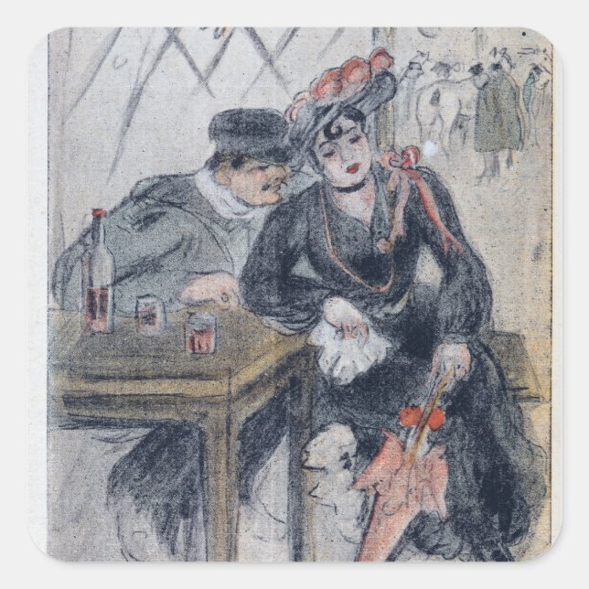 Adesivo Quadrado Uma prostituta e seu cliente (Frente)