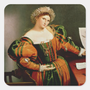 Adesivo Quadrado Uma senhora com um desenho de Lucretia, c.1530-33