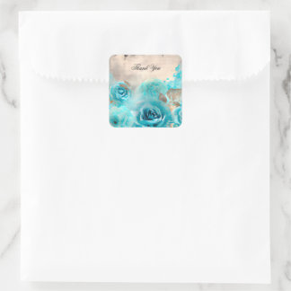 Adesivo Quadrado Uma Série de Design de Ephemera Azul Shabby Chic 7