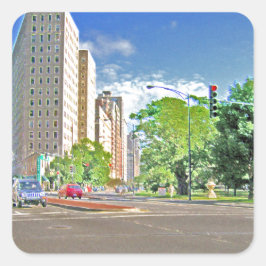 Adesivo Quadrado Uma Tarde de Chicago Ocupada