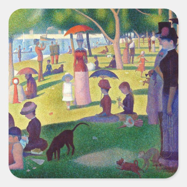 Adesivo Quadrado Uma tarde de domingo em La Grande Jatte por Seurat (Frente)