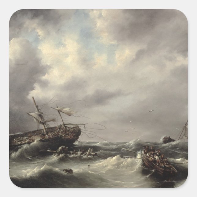 Adesivo Quadrado Uma tempestade no mar (petróleo no painel) (Frente)