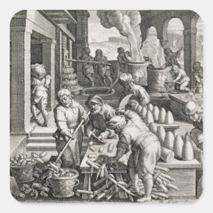 Adesivo Quadrado Uma Usina de Açúcar e Produção de Açúcar