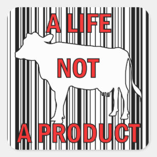 Adesivo Quadrado Uma vida não é um produto, Ativismo Vegan
