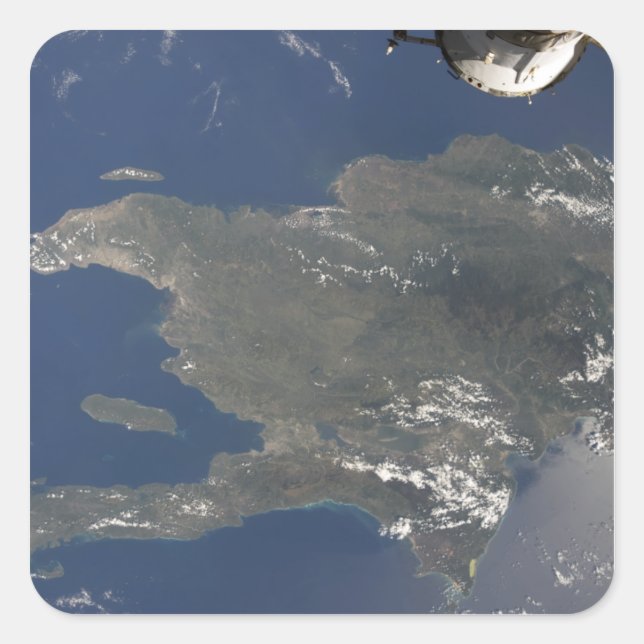 Adesivo Quadrado Uma visão da ilha Caribe de Hispaniola (Frente)
