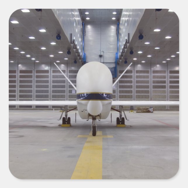 Adesivo Quadrado Uma visão de frente de um avião não tripulado Glob (Frente)