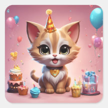 Un adorable chaton qui fête son anniversaire