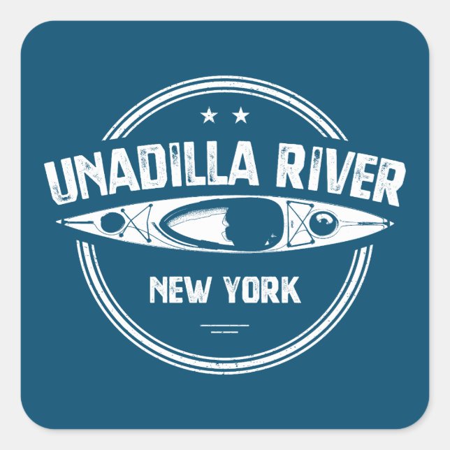 Adesivo Quadrado Unadilla River New York Kayak (Frente)