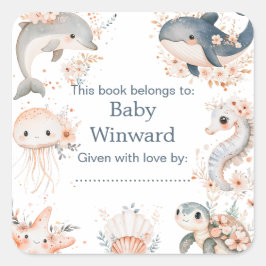 Adesivo Quadrado Under The Sea Animals Birthday Party