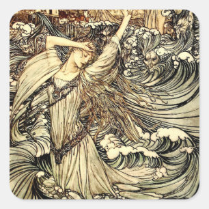 Adesivo Quadrado “Undine nas Ondas” por Arthur Rackham