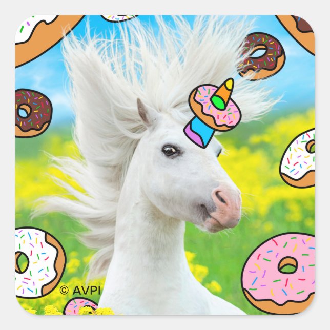 Adesivo Quadrado Unicorn com Rosquinha (Frente)