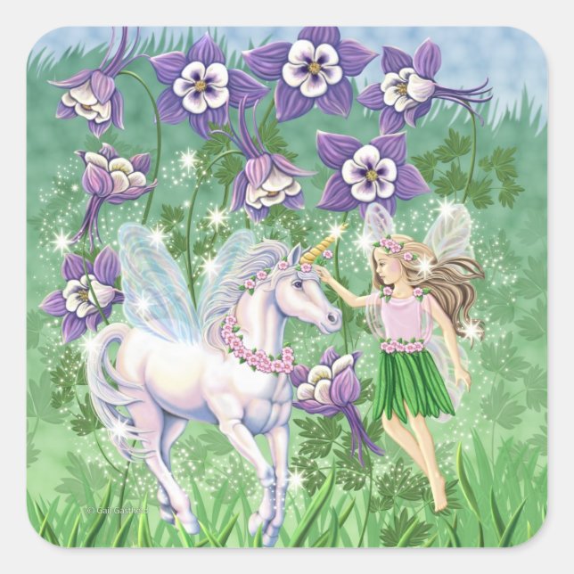 Adesivo Quadrado Unicorn Fairy (Frente)