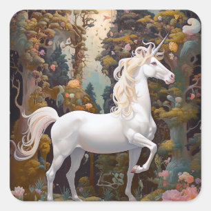 Adesivo Quadrado Unicorn Fantasy Art