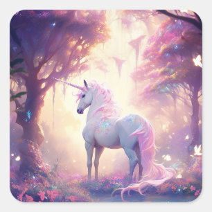 Adesivo Quadrado Unicorn Fantasy Art