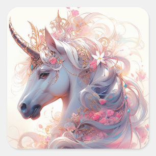 Adesivo Quadrado Unicorn Fantasy Art