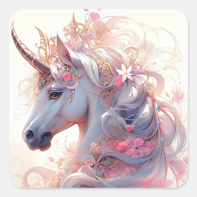 Adesivo Quadrado Unicorn Fantasy Art (Frente)