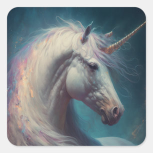 Adesivo Quadrado Unicorn Fantasy Art