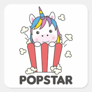 Adesivo Quadrado Unicorn Popcorn Whats Poppin Funny PopStar