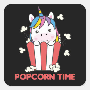 Adesivo Quadrado Unicorn Popcorn Whats Poppin Funny PopStar
