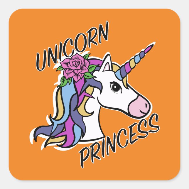 Adesivo Quadrado Unicorn Princess Design - Padrões (Frente)