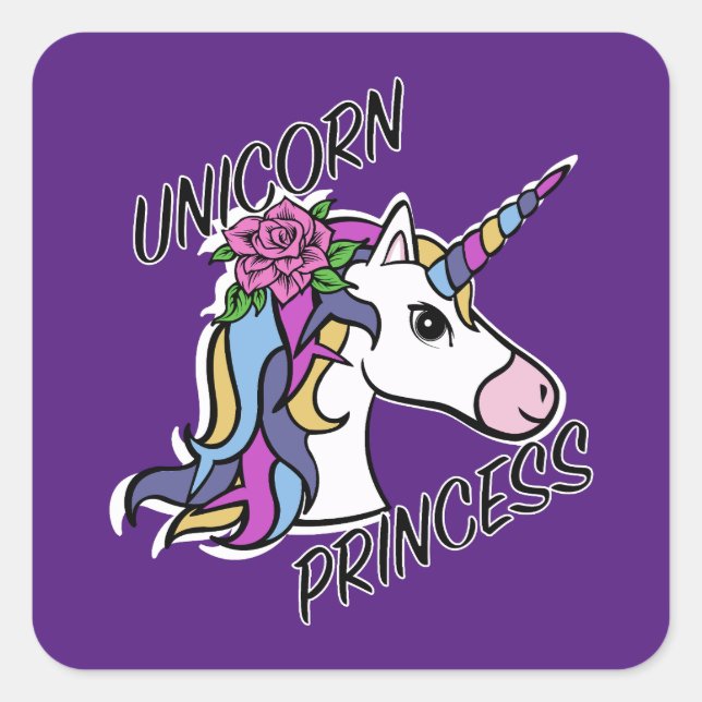 Adesivo Quadrado Unicorn Princess Design - Padrões (Frente)