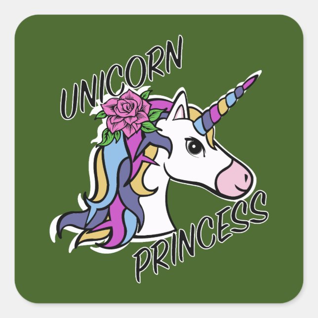 Adesivo Quadrado Unicorn Princess Design - Padrões (Frente)