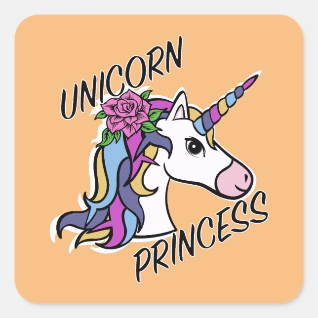 Adesivo Quadrado Unicorn Princess Design - Padrões (Frente)