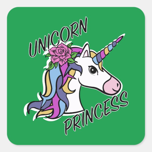Adesivo Quadrado Unicorn Princess Design - Padrões (Frente)