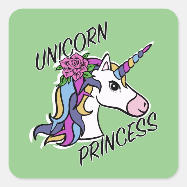 Adesivo Quadrado Unicorn Princess Design - Padrões (Frente)