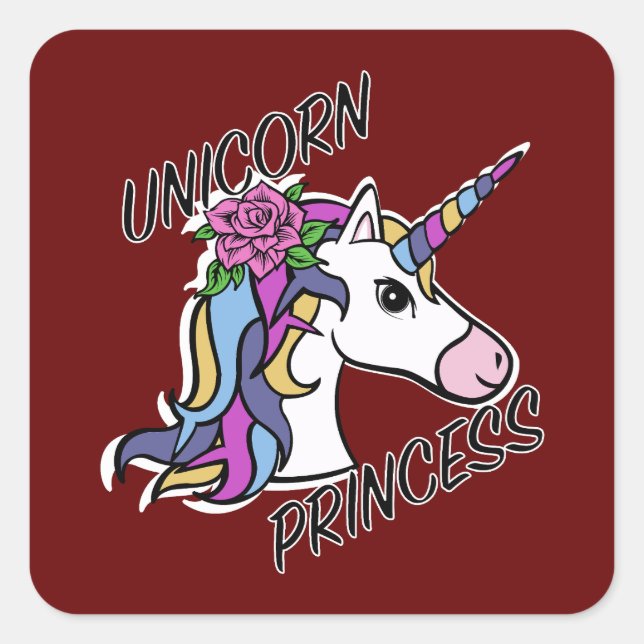 Adesivo Quadrado Unicorn Princess Design - Padrões (Frente)