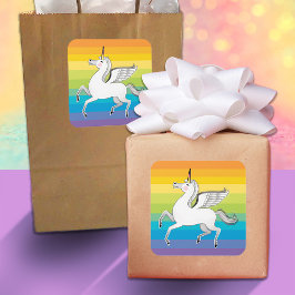 Adesivo Quadrado Unicorn Rainbow Stripes