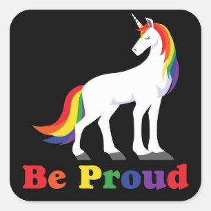Adesivo Quadrado Unicórnio   arco-íris   Proud   LGBT