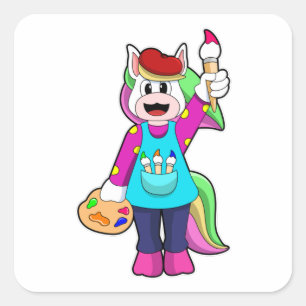 Adesivo Quadrado Unicórnio como Pincel