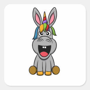 Adesivo Quadrado Unicórnio de Donkeycorn & presente do amante do