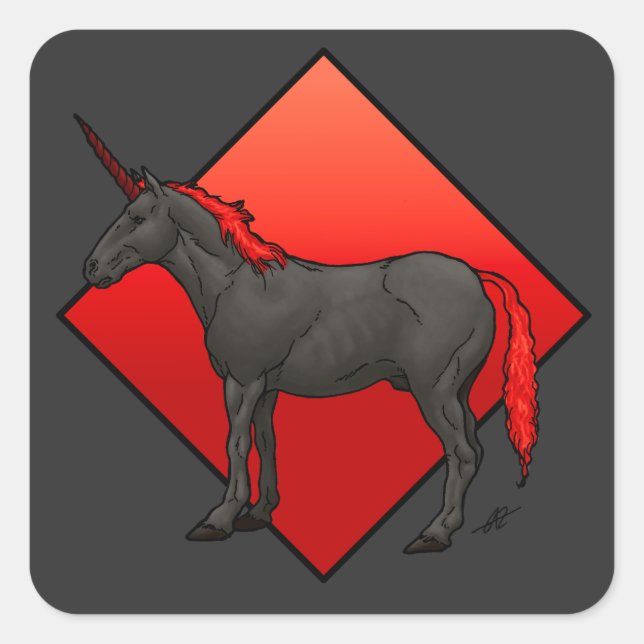 Adesivo Quadrado Unicórnio Escuro (Frente)