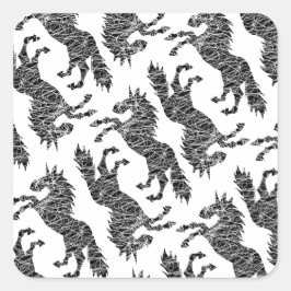 Adesivo Quadrado Unicórnio Linhas Brancas