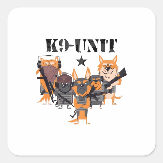 Adesivo Quadrado Unidade K9 de Cães de Polícia (Frente)